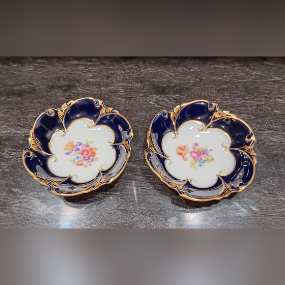 Vintage Jlmenau Graf Von Henneberg Echt Kobalt Floral Dishes